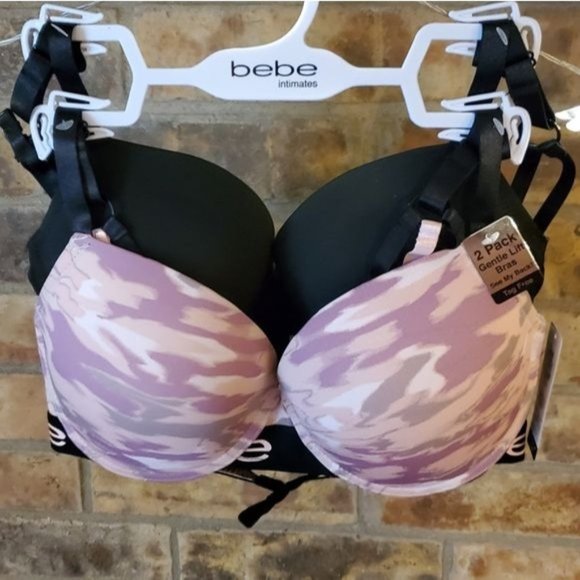 bebe Other - New bebe 2 padded pushup camo black pink bras